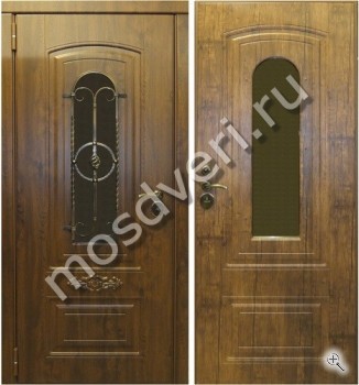 Элитная дверь в загородный дом с ковкой из массива - купить от производителя Мосдвери Элитная дверь в загородный дом с ковкой из массива